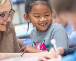 Education student with childrern