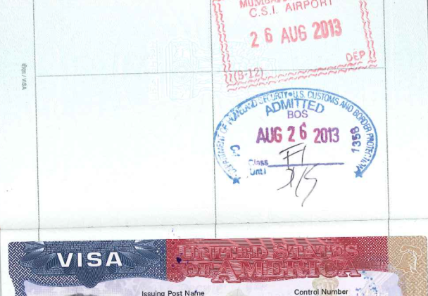 SAMPLE of a US Entry Stamp granted to an F-1 student.