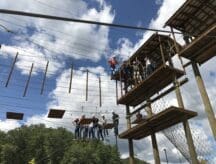 ROTC practicing at the ropes course
