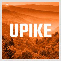 upike button for events has mountains in background with upike logo in front
