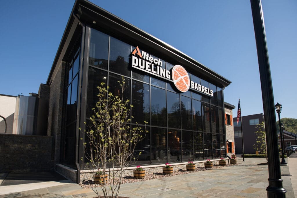 exterior photo of Dueling Barrels Brewery and Distillery