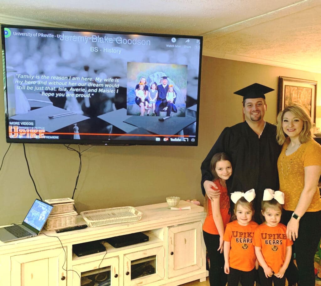 Jeremy Goodson, UPIKE class of 2020 celebrating commencement with his family at home. 