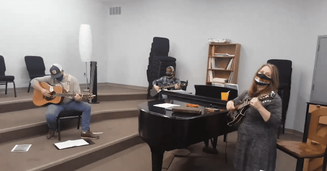 band students practicing in bluegrass club