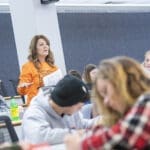 Professor Dawahare speaking to class