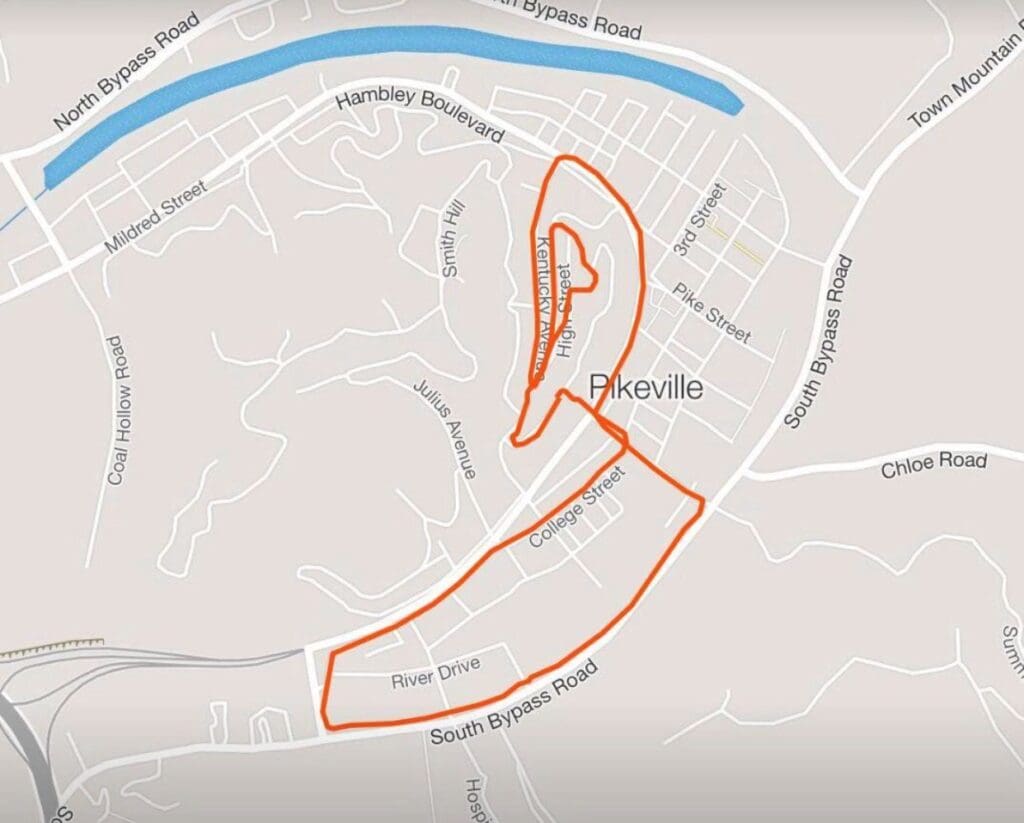 map of downtown pikeville