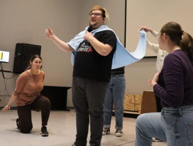upike theatre program students rehearsing for upcoming charlie brown play