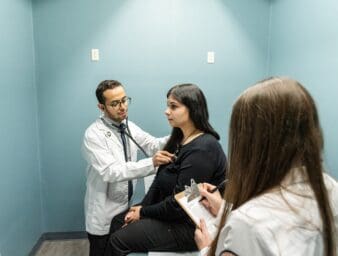 Students in a health clinic.