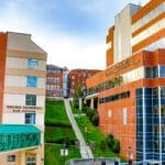 Campus photo with the 99 steps, Record and Coal Buidling