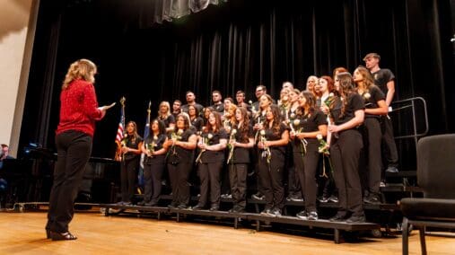 Nursing graduates recite the Florence Nightingale Pledge.