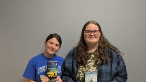 Left, English Club Vice President Kaileigh Chaney; right, English Club President Halley Winstead