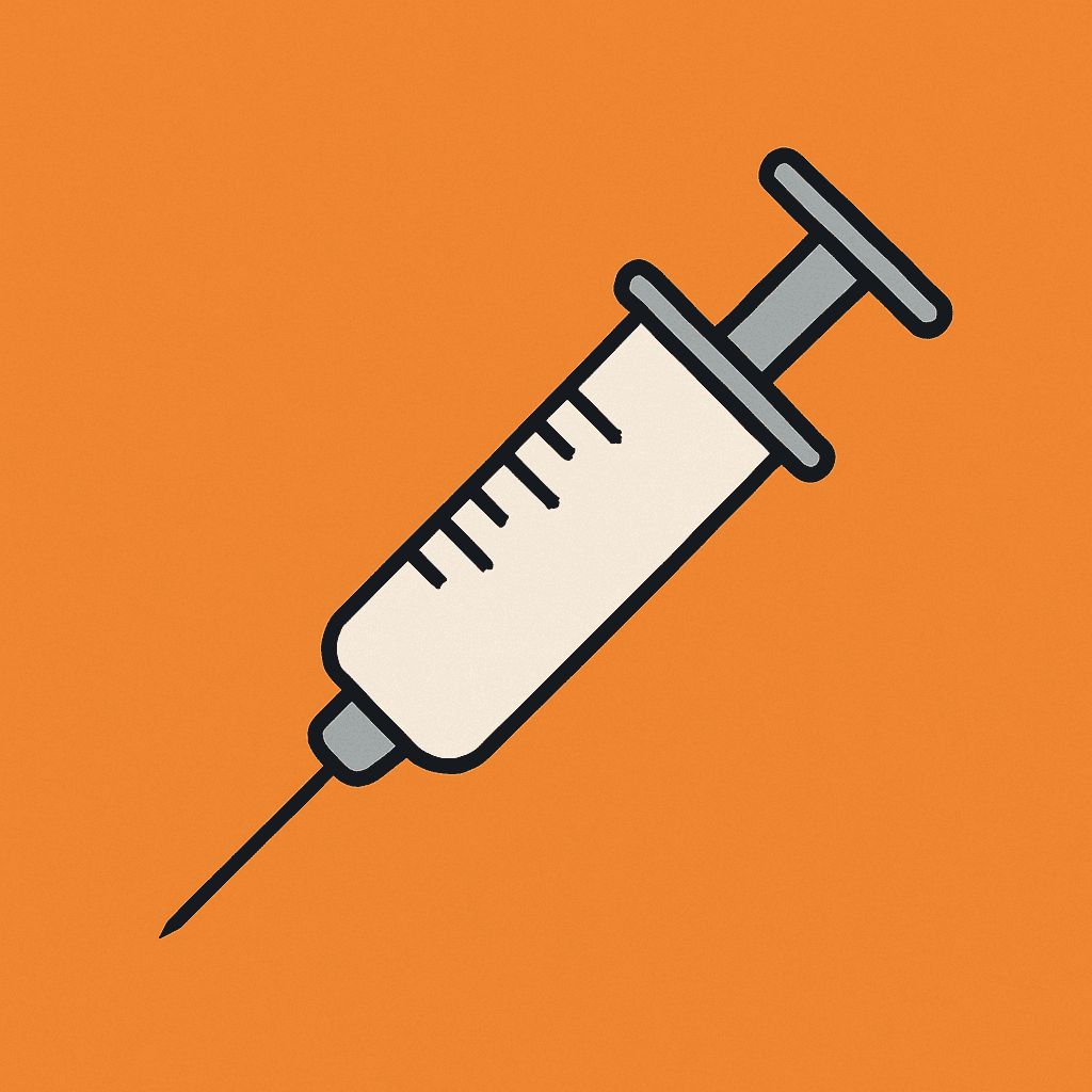 Decorative icon of syringe on an orange background