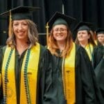 Graduates of social work lined up at commencement.