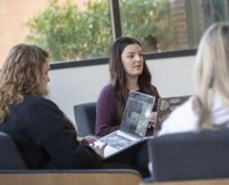 Students working online.