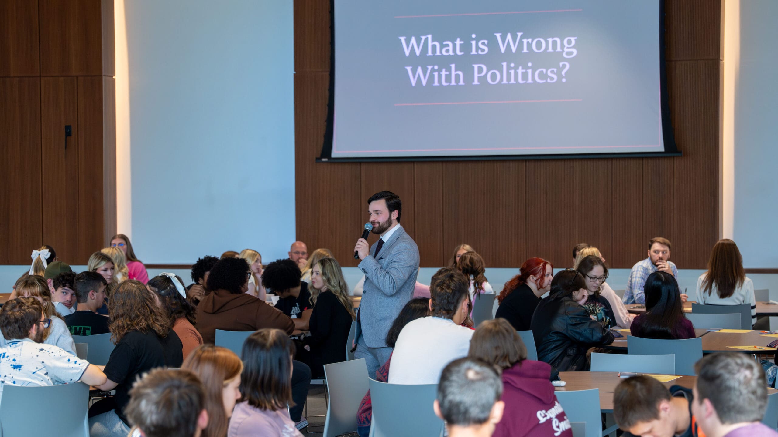 Professor Dr. Tyler Syck discussing What is Wrong with Politics at a Constitution Day event