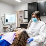 Child getting a dental exam